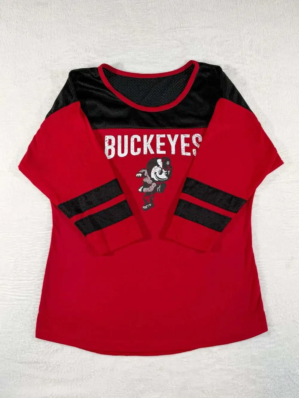 Pro Edge Ohio State Buckeyes Women's Red Jersey T-Shirt, Brutus Buckeye Mascot